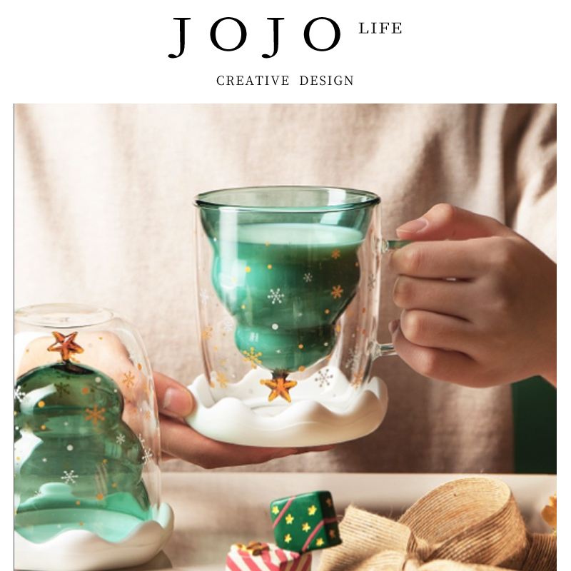 JOJO'SLIFEPD圣诞玻璃杯高硼硅