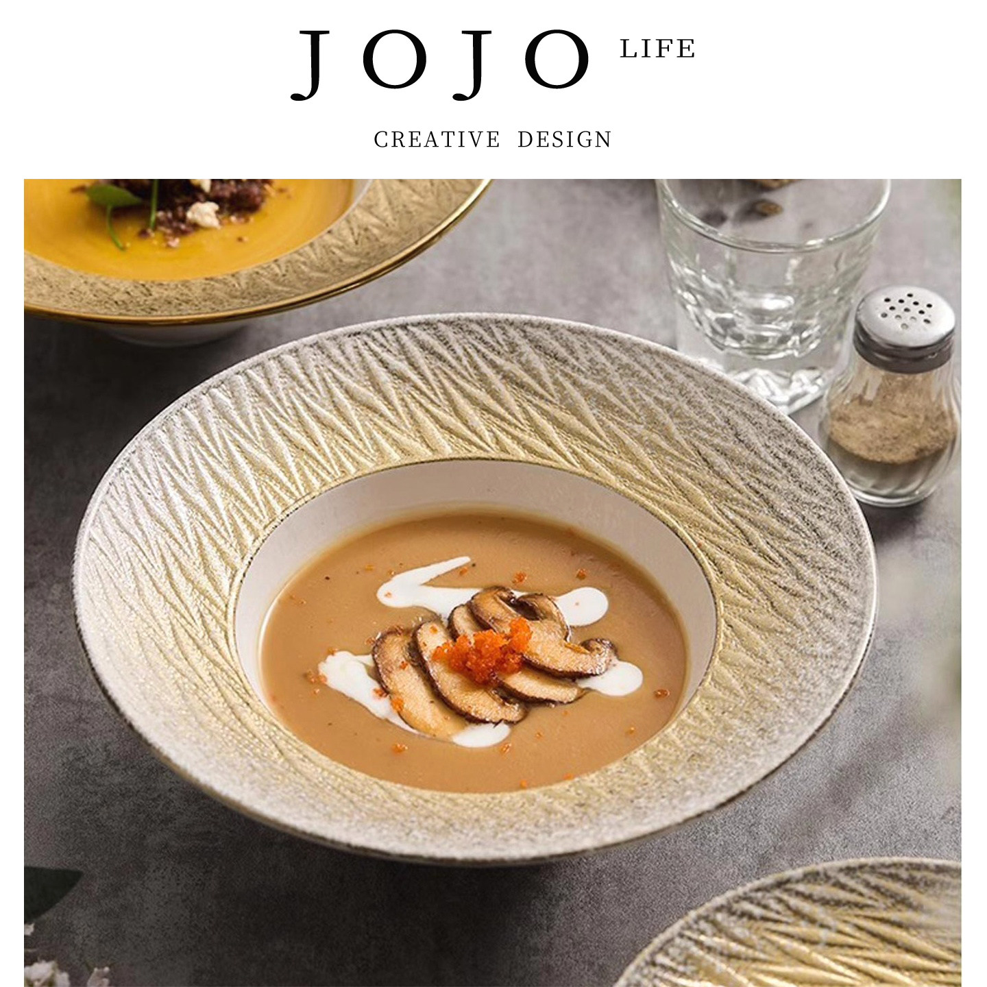 JOJO'S L. PD.Your.碗高端陶瓷沙拉碗餐厅金色草帽碗法式 | 汝箫
