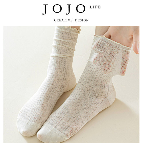 JOJOxROSE中筒袜网眼透气薄无骨