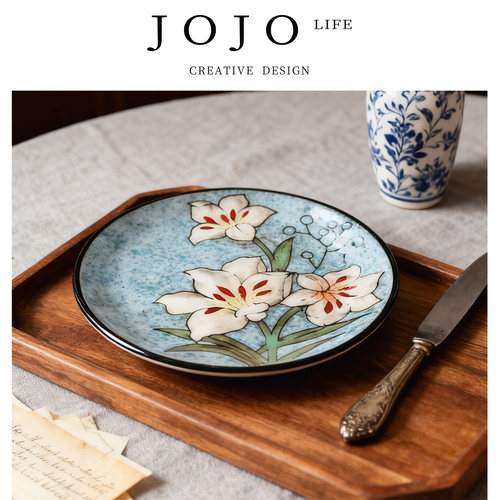日韩风釉下彩餐盘窑变釉