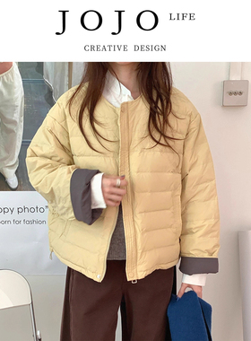 JOJO'S L. PD.rudder 黄色连帽保暖羽绒马甲女冬季韩系宽 | 舵笋