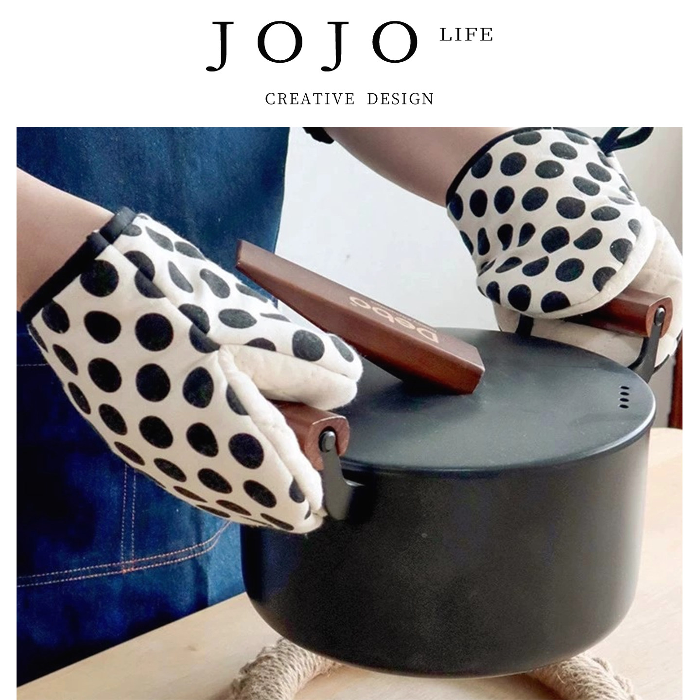 JOJO'S L. PD.honey.微波炉手套棉布加厚波点防烫厨房专用| 蜜蕉