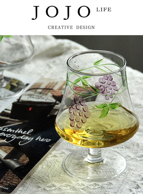 JOJO'S L. PD.Bodhi.鸡尾酒杯中古玻璃橙色高脚杯手工彩绘 | 菩构