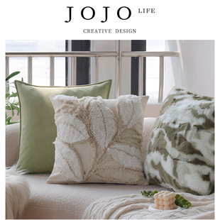 雪尼尔提花 JOJO PD.Alum.绿色靠枕抱枕沙发靠垫法式 拦矾