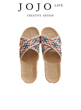 JOJO'S L. PD.goose.亚麻拖鞋四季男女夏居家用情侣室内 | 乐风