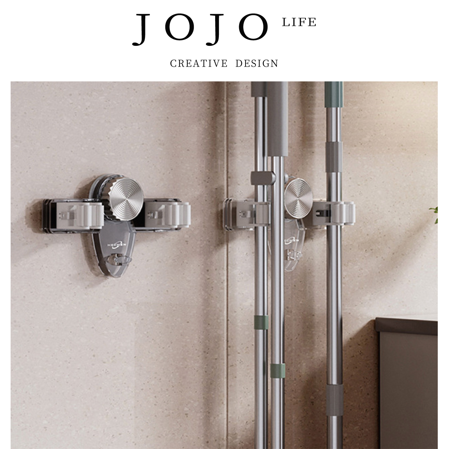 JOJO'SLIFEPD吸盘拖把夹挂钩壁