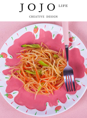 JOJO'S L.PD.class.日式草莓陶瓷盘手绘ins红色甜品盘 | 锹班