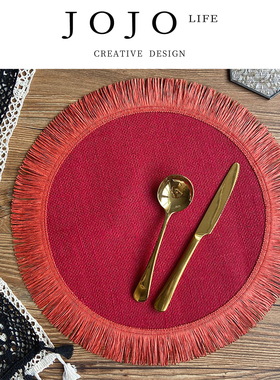 JOJO'S L.PD.Crossing.圣诞风黄麻餐垫北欧ins编织杯垫 | 渡唉