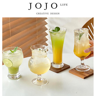 JOJO  椭朵 S L. PD.flower.ins网红玻璃饮品杯冷饮料奶茶杯 