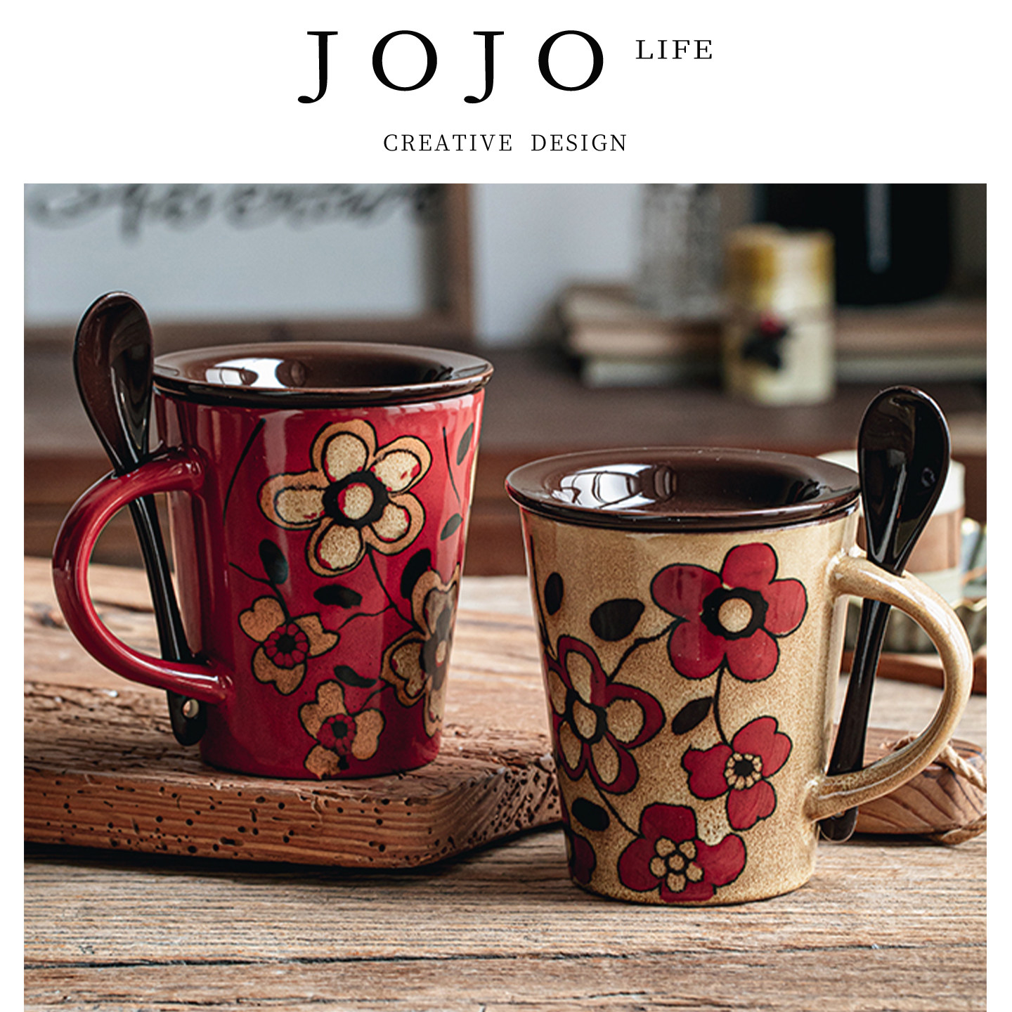 JOJO'SLIFEPD手绘马克杯带盖