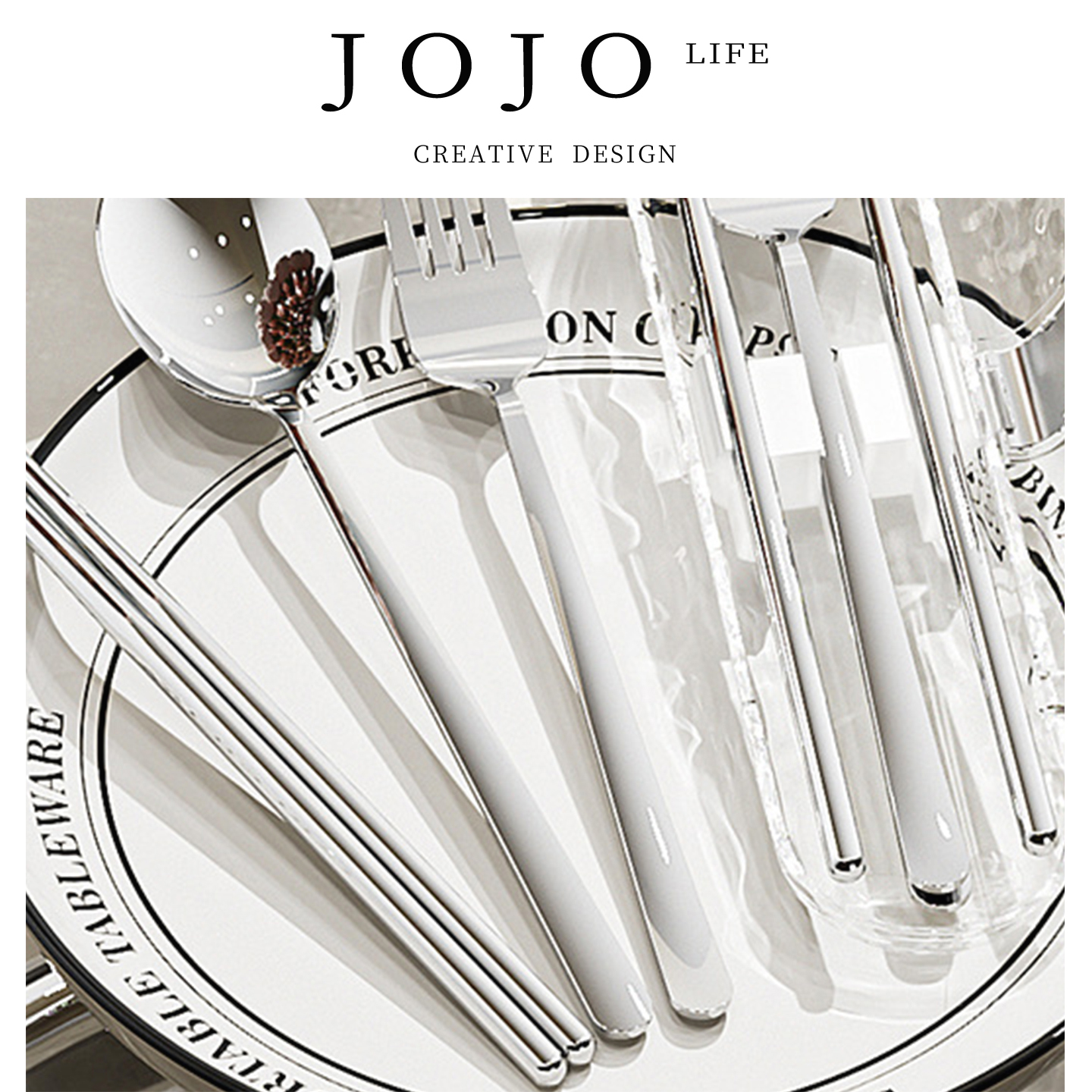 JOJO'SLIFEPD筷套装叉子水波纹