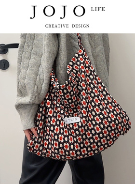 JOJO'S L. PD.Dignified.百搭帆布包大容量单肩碎花斜挎包 | 敦重