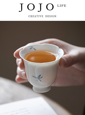 JOJO'S L. PD.cheek.手绘兰花闻香聚香杯陶瓷主人杯中式 | 泛鲫