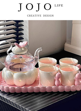 JOJO'S L. PD.hoes.蝴蝶结花陶瓷茶具套装精致下午茶茶壶 | 怕锄
