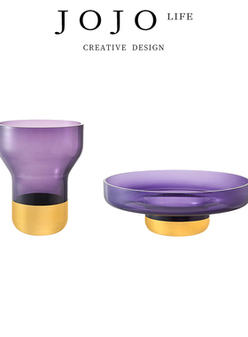 JOJO'S L. PD.security.果盘紫色镀金高级餐桌玻璃花瓶 | 询安