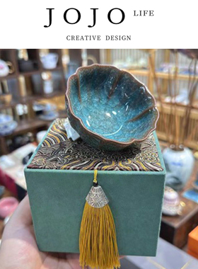 JOJO'S L. PD.紫泉涧.主人杯陶瓷开片冰裂纹蓝色妖姬冰花 | 璀丽