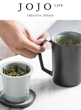 JOJO'S L. PD.cautious  陶瓷带盖办公分离过滤泡茶杯家用 | 旬慎