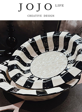 JOJO'S L. PD.slight.ins风黑白条纹家用餐具套装釉下彩 | 必读