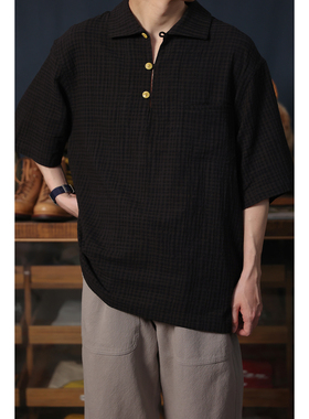 Secondorder SS24 Pullover Shirt 复古格纹套头宽松短袖衬衫