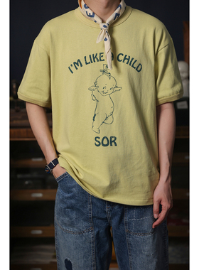 Secondorder SS25 Ringer T-Shirt 美式复古卡通 麻棉感 短袖T恤