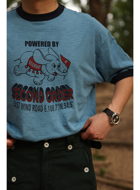 Secondorder SS23 Ringer T-Shirt 小飞象复古滚边短袖T恤 竹节棉