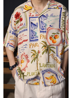 Secondorder SS24 Aloha Shirt 夏威夷 海岛/水果 棉麻古巴领衬衫