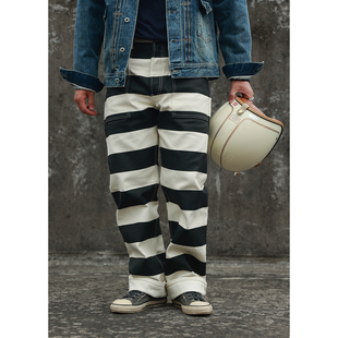 BOB DONG Motorcycle Striped Pants 16oz 多袋款 机车条纹工装裤