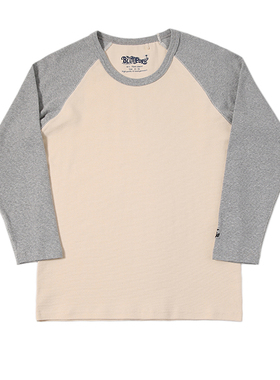 DAILY CLOTHING 针织棉 简约插肩袖 船锚刺绣 日式修身九分袖T恤