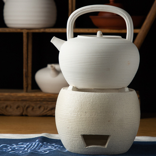 白泥陶壶炭炉煮茶炉烧水壶炭炉壶日式风炉火炉提梁壶煮白茶砂铫壶
