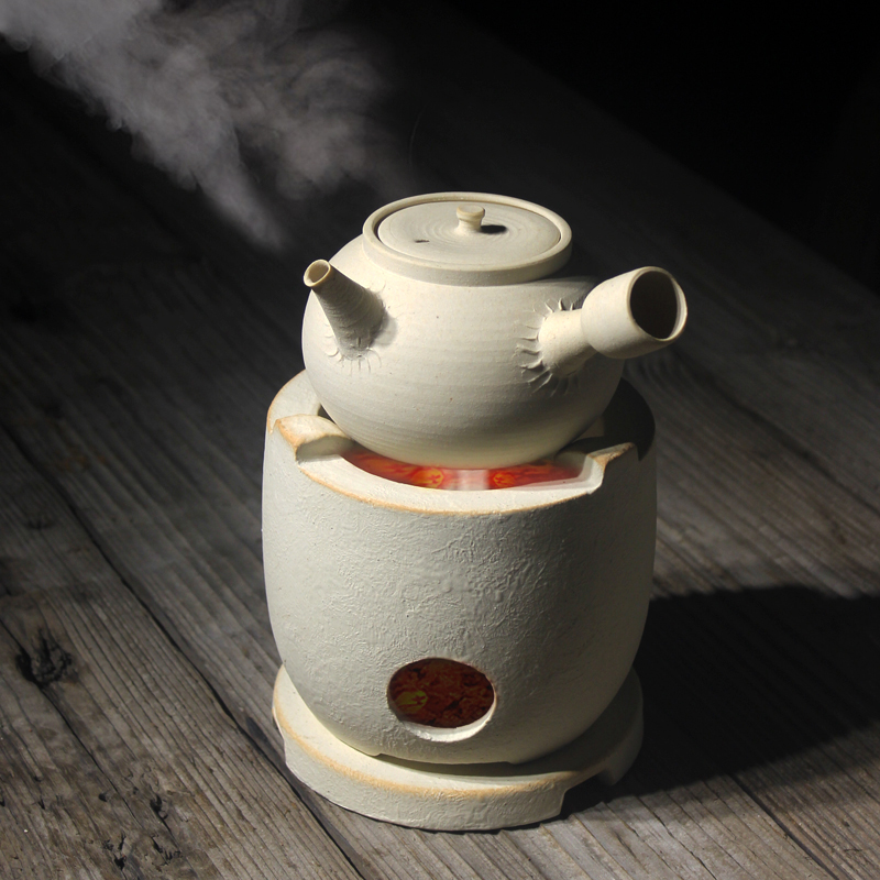 白泥炭炉煮茶器功夫茶炉迷你小号风炉副榜炉火炉纯手工侧把壶提梁