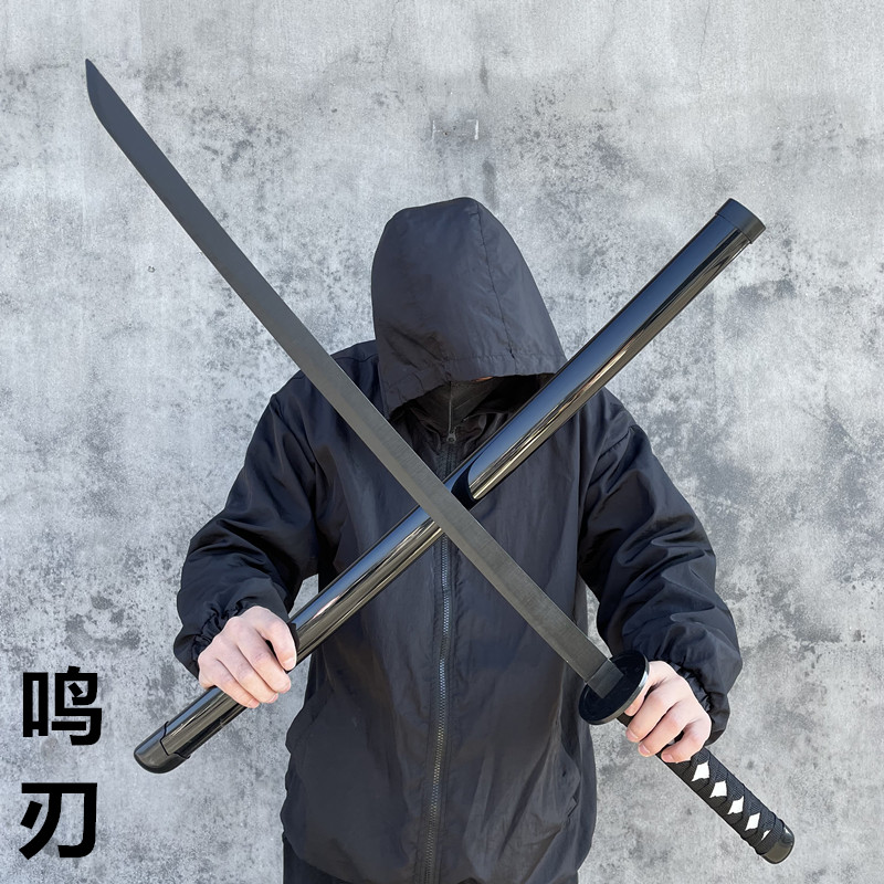 居合道木刀晨练死神武士刃带鞘拔刀剑男孩儿童玩具cos表演竹道具