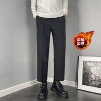 K99 Черные укороченные брюки (плюс бархат)