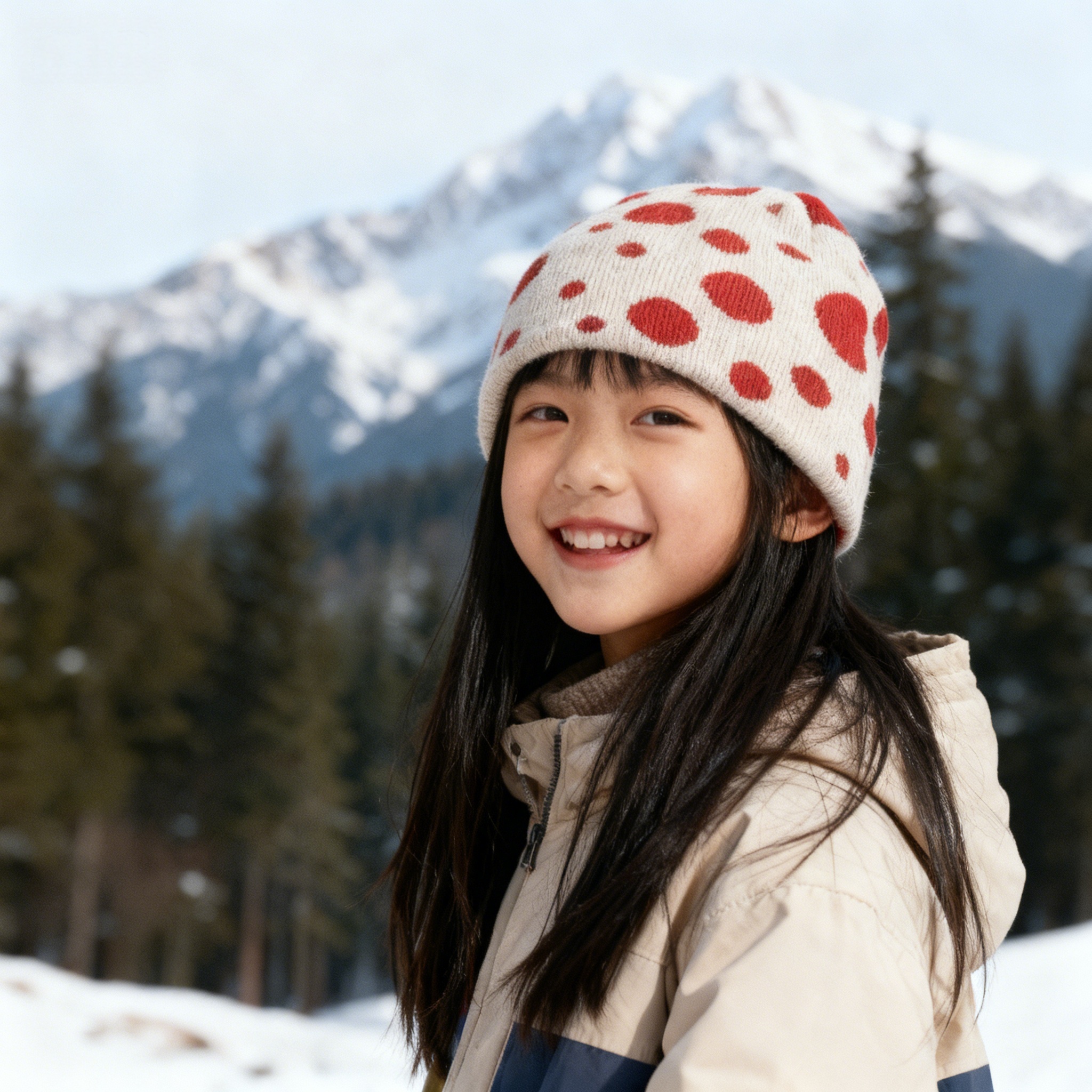 美式波点提花青少年针织保暖帽潮