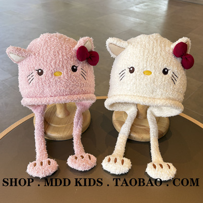 儿童保暖护耳帽毛绒针织包头帽萌