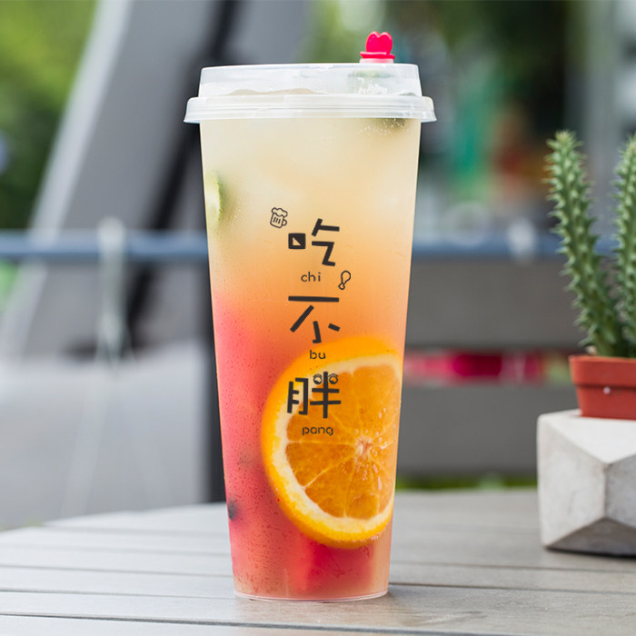 注塑透明500700ml一次性奶茶杯子塑料杯果汁水果茶带盖定制柠檬茶