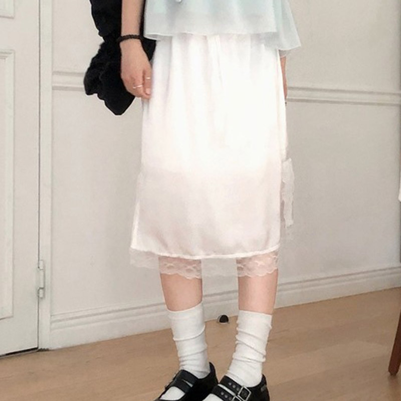 韩国代购直邮2026夏Vinvle温柔淑女蕾丝拼接抽绳花边A字半身裙女