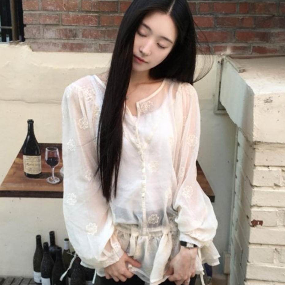 韩国代购直邮2026秋Daybin系带收腰设计感雪纺衫长袖气质衬衫上衣
