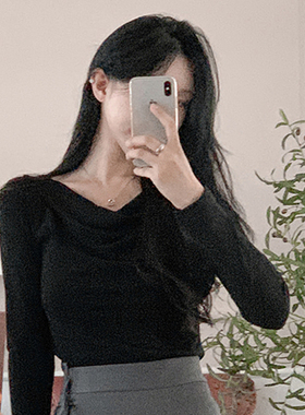 韩国直邮Secondesecon秋简约日常百搭通勤修身显瘦长袖T恤上衣女