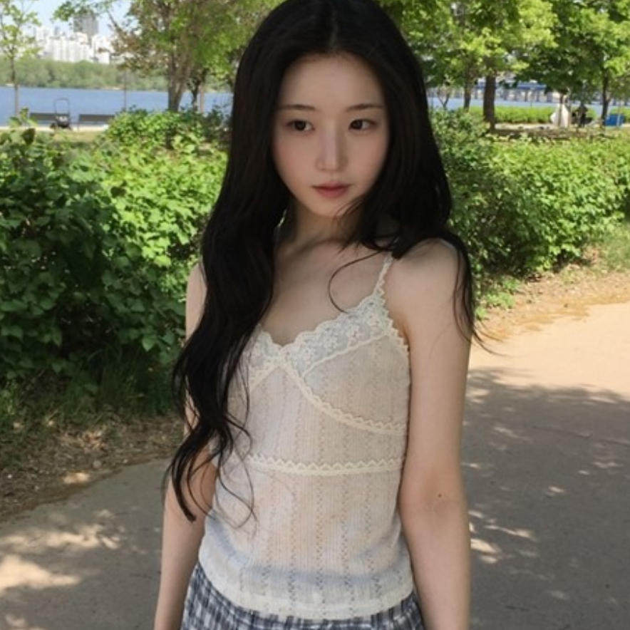 韩国代购直邮2026夏Daybin温柔韩系风蕾丝花边修身吊带背心外穿