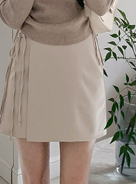 韩国直邮Secondesecon秋百搭时尚气质淑女温柔设计感侧开叉半身裙