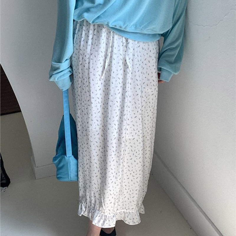 韩国代购直邮2026夏Heylady温柔风复古波点半身长裙女垂感大摆裙