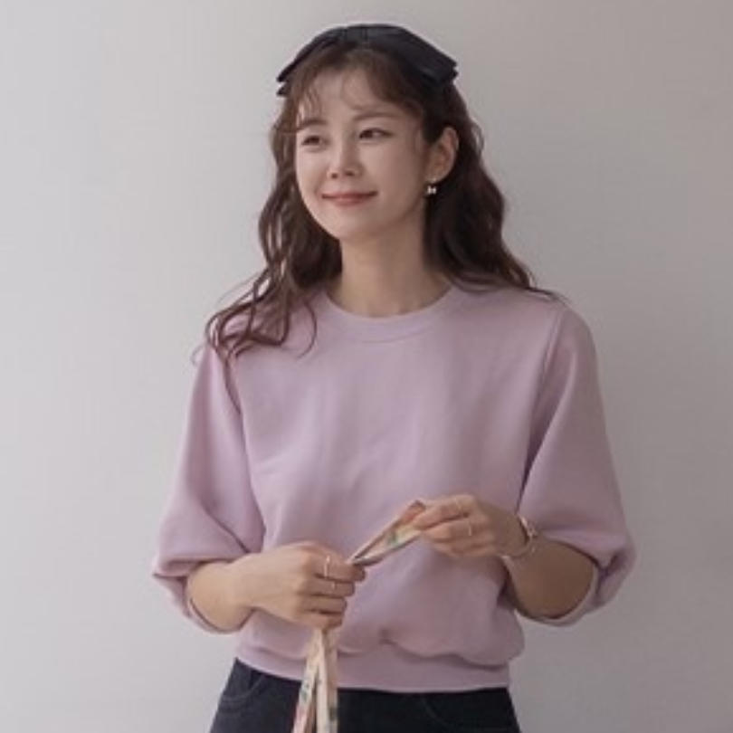 韩国直邮2026秋Leelin简约圆领五分袖T恤女宽松减龄日常百搭上衣