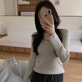 韩国代购 条纹T恤女 显瘦长袖 直邮Fine thankyou春休闲百搭圆领修身