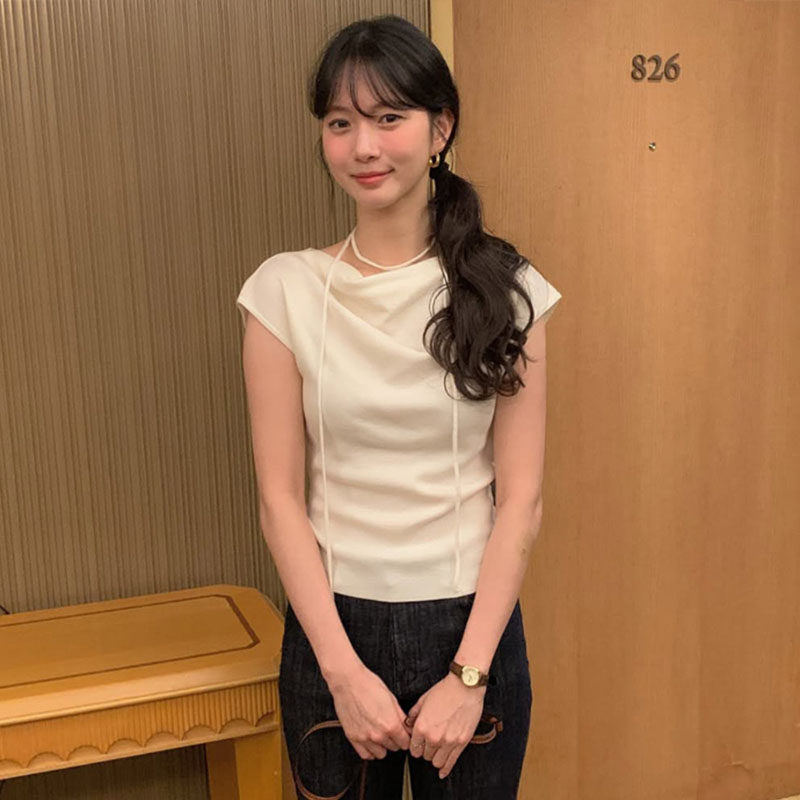韩国代购直邮2026春装轻熟简约风短袖修身显瘦气质纯色T恤上衣女