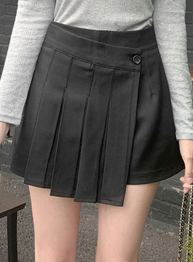 韩国直邮Secondesecon秋百搭时尚气质休闲设计感百褶裙裤短裙女