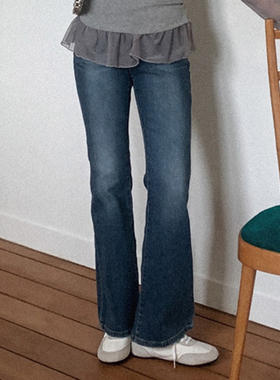 韩国代购直邮Heylady冬复古百搭通勤高腰显瘦修身口袋长裤牛仔裤