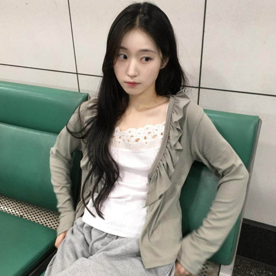 韩国代购直邮2026秋Daybin少女感拼接长袖T恤女修身显瘦百搭上衣