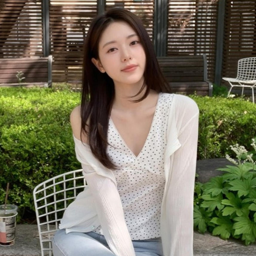 韩国代购直邮2026夏CherrykokoV领波点花边背心内搭温柔韩系上衣