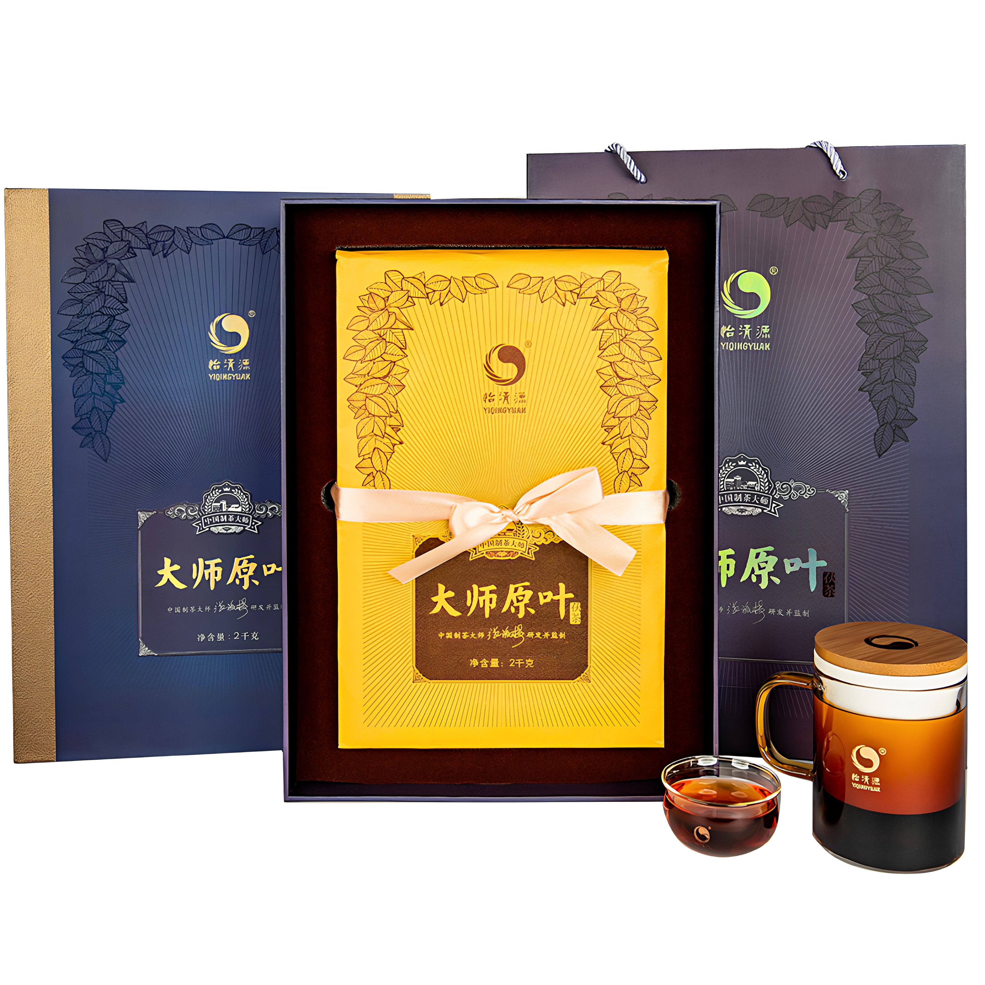 一级荒山野生正品怡清源大师原叶茯砖茶2kg金花茯茶湖南安化黑茶