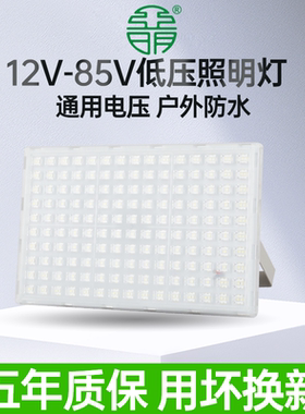 亚明LED投光灯低压12V24V36V48V船用电瓶200W夜市摆地摊户外射灯